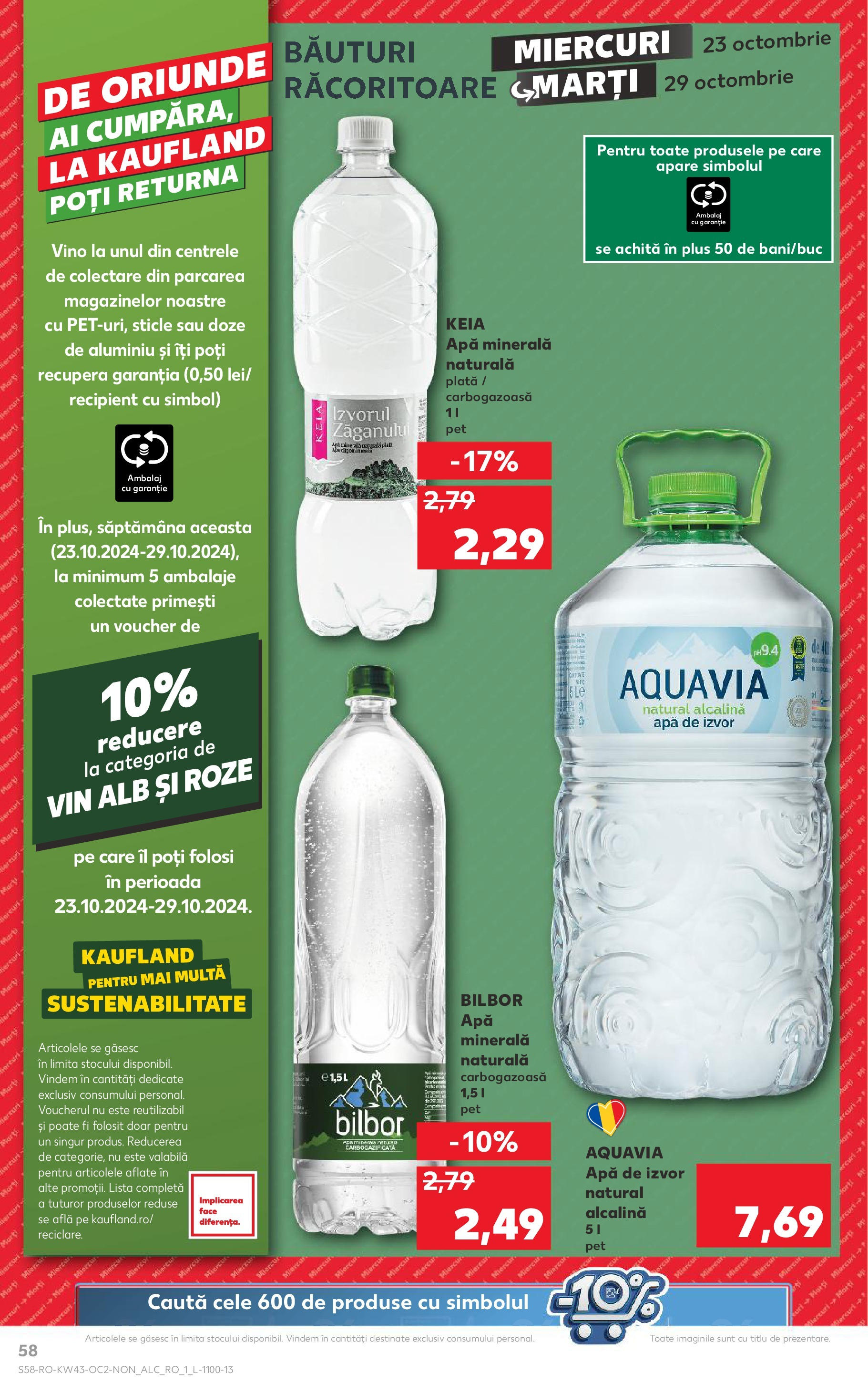 Catalog Kaufland - Odorheiu Secuiesc 23.10.2024 - Revista si Oferta | Pagină: 58 | Produse: Vin, Apă