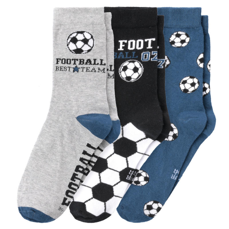 3 Paar Jungen Socken mit Fußball-Motiven