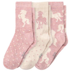 3 Paar Mädchen Socken mit Einhorn-Motiven