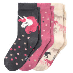 3 Paar Mädchen Socken mit Einhorn-Motiven