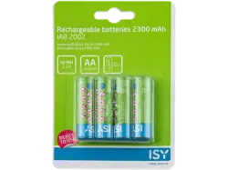 ISY Wiederaufladbare Batterien AA, 1.2 Volt, IAB-2002, 2300mAh, 4 Stück