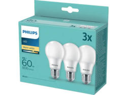 Philips LED Lampe, Standardform, ersetzt 60W, E27, Warmweiß, 9 Watt, 806 Lumen, 3er Pack