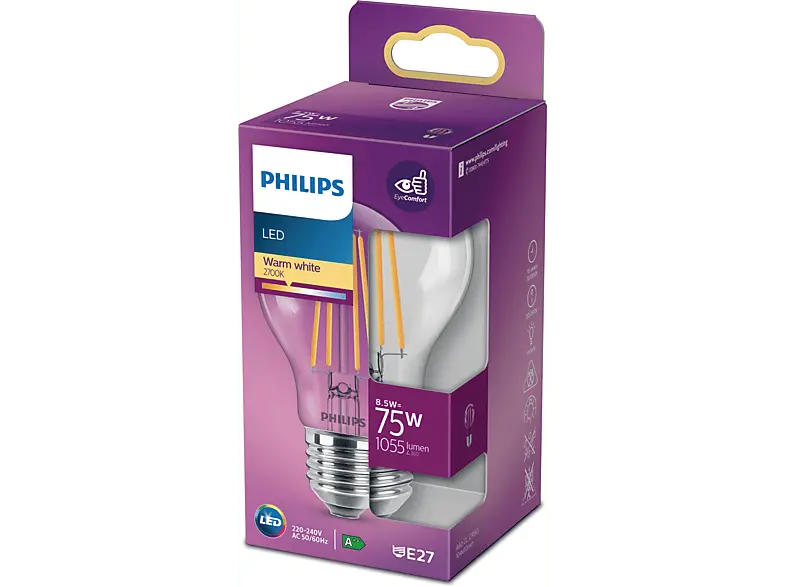 Philips Glühlampe LED Classic 75W E27 WW A60 CL ND RFSRT4; LED Leuchtmittel