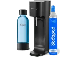 Sodapop JOY Eco Wassersprulder mit 1 Flasche, CO² Zylinder inklusive , Matt Schwarz