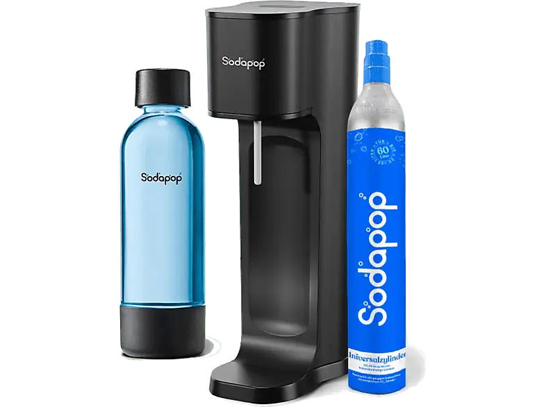 Sodapop JOY Eco Wassersprulder mit 1 Flasche, CO² Zylinder inklusive , Matt Schwarz