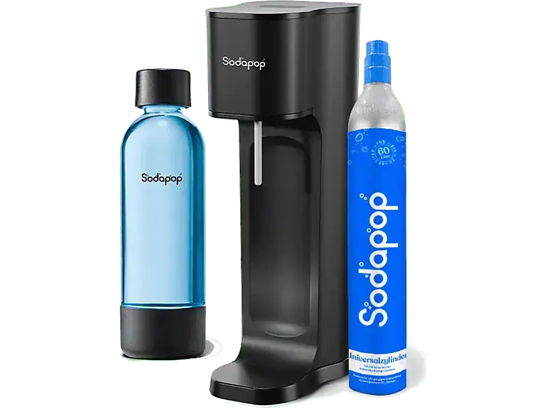 Sodapop JOY Eco Wassersprulder mit 1 Flasche, CO² Zylinder inklusive , Matt Schwarz