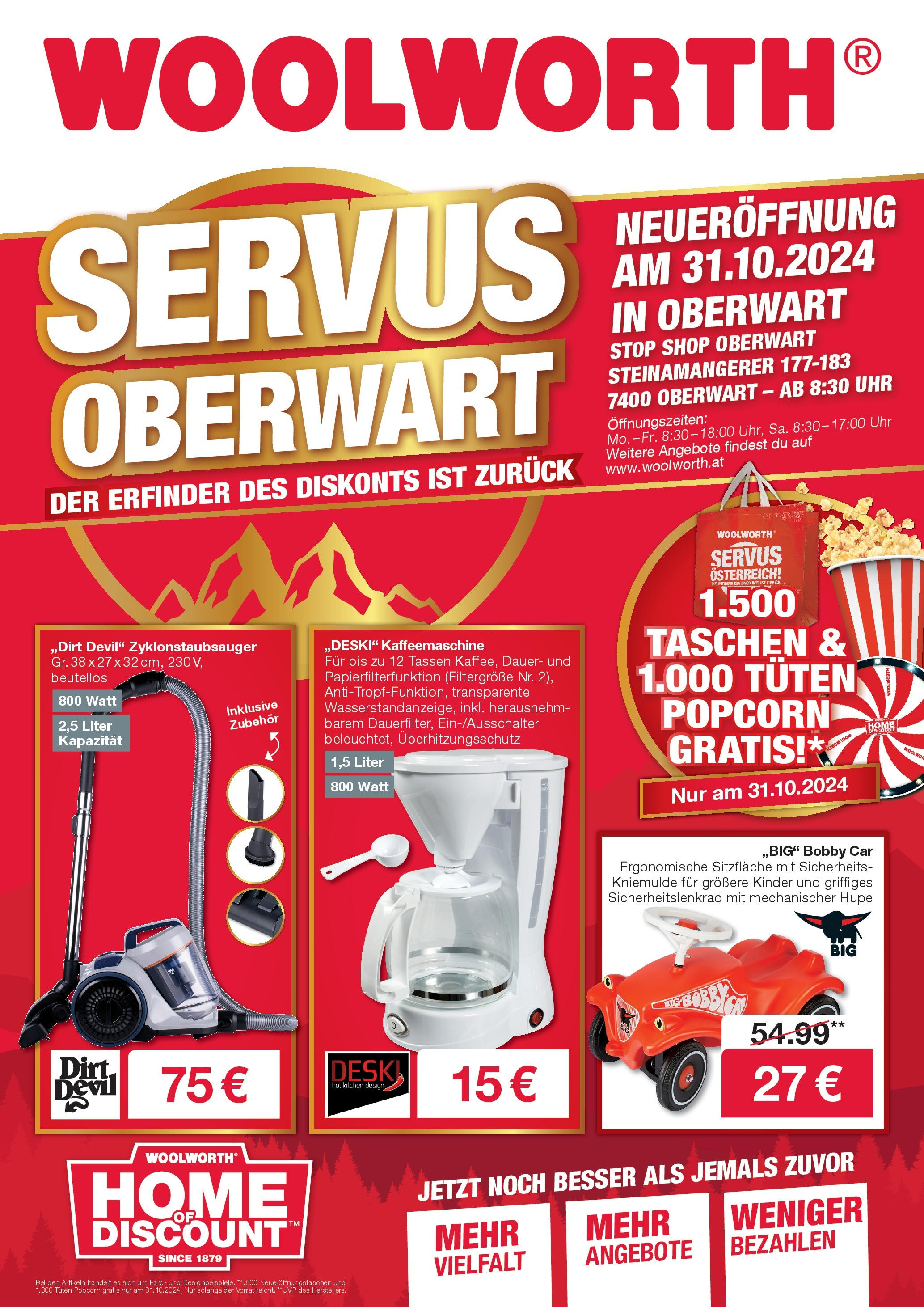 Woolworth Servus Oberwart von 26.10.2024 - Aktuelle Angebote | Seite: 1 | Produkte: Uhr, Kaffeemaschine