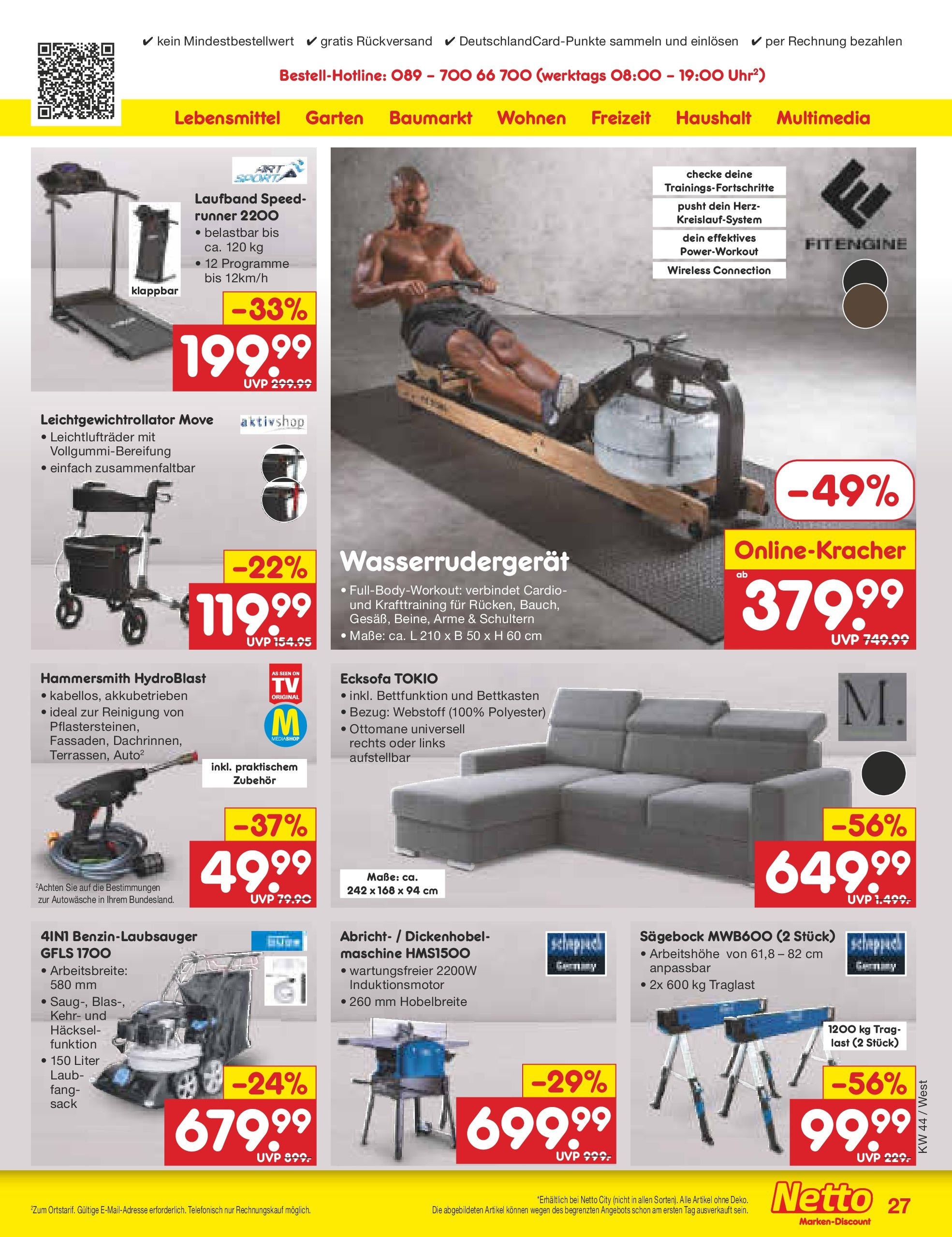 Netto Marken-Discount - Rheinland-Pfalz (ab 27.10.2024) » Angebote | Seite: 34 | Produkte: Ecksofa, Laufband