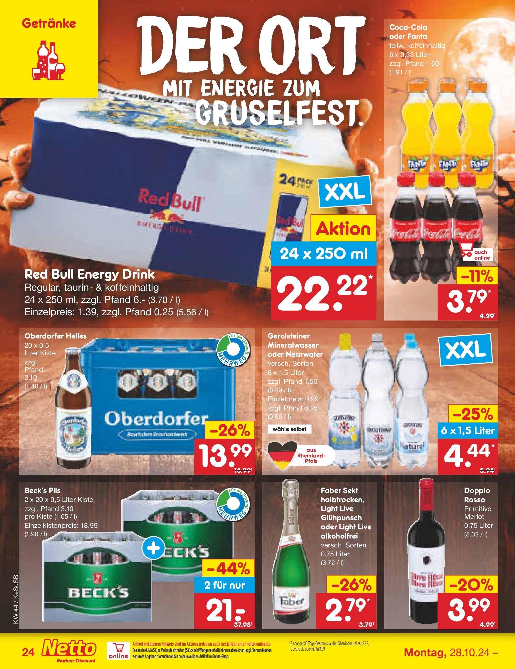 Netto Marken-Discount - Rheinland-Pfalz (ab 27.10.2024) » Angebote | Seite: 30 | Produkte: Energy, Sekt, Mineralwasser, Gerolsteiner