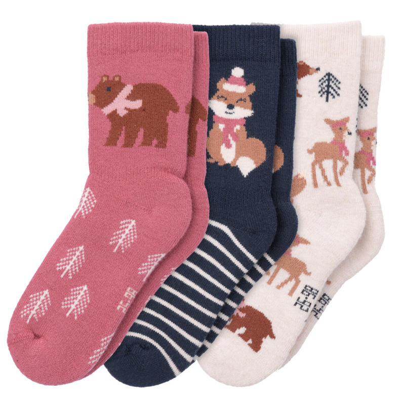 3 Baby Socken mit Wintertieren