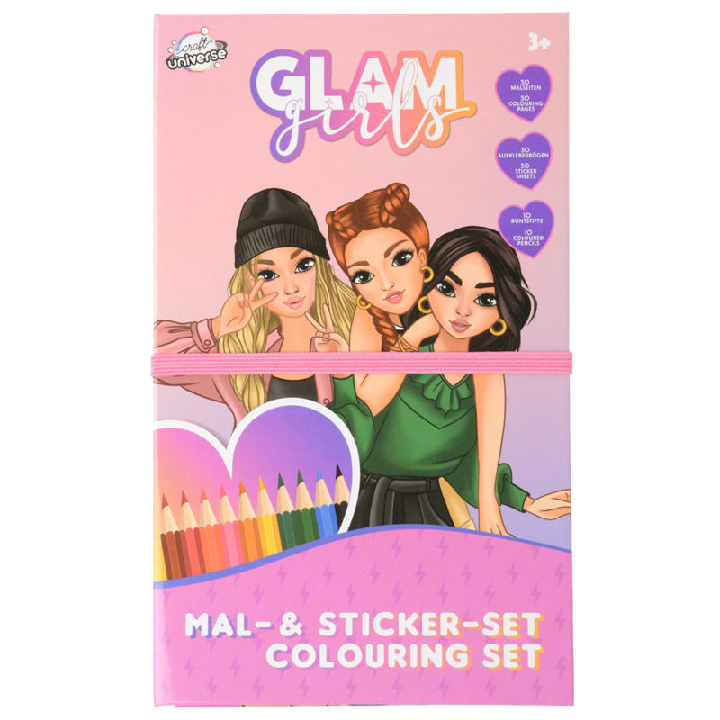 Glam Girls Mal- und Sticker-Set