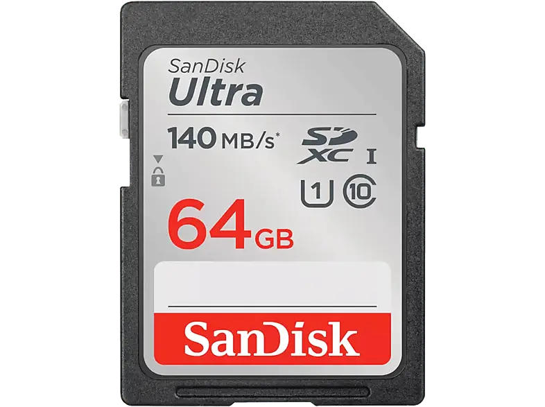 SandISK 64GB Ultra SDXC Karte bis zu 140 MB/s mit App-Performance A1 UHS-I Class 10 U1; Speicherkarte