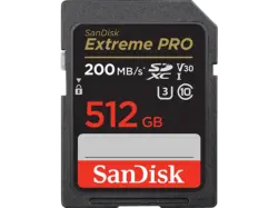 SandISK 512GB Extreme pro SDXC Karte + RescuePro Deluxe bis zu 200 MB/s UHS-I Class 10 U3 V30; Speicherkarte