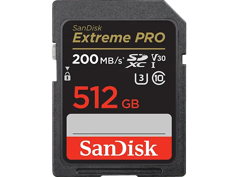 SandISK 512GB Extreme pro SDXC Karte + RescuePro Deluxe bis zu 200 MB/s UHS-I Class 10 U3 V30; Speicherkarte