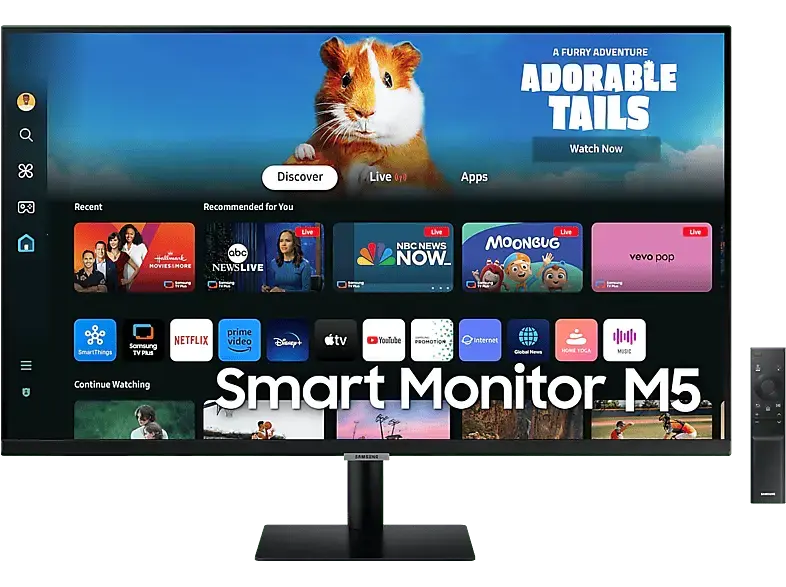 Samsung M5 27 Zoll Smart Monitor inkl. Fernbedienung, Full-HD, 4 ms Reaktionszeit, 250 cd/m², 60 Hz, Schwarz