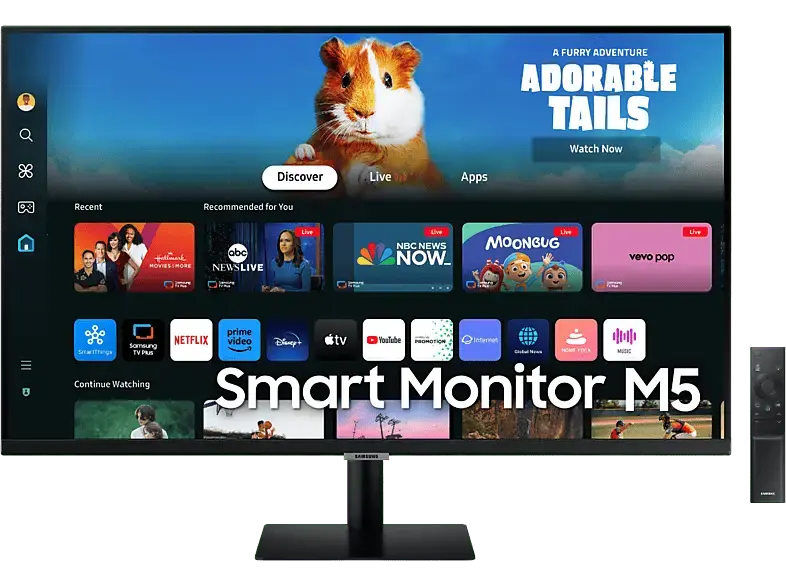 Samsung Smart Monitor M5 mit Fernbedienung, Full-HD, 32 Zoll, Tizen OS, 4ms GtG, 10W Audio, HDR10, VA-Panel, WiFi + BT, Schwarz