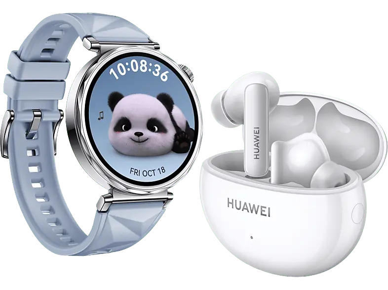 Huawei watch GT 5, 41mm, Blue Fluorelastomer, inkl. True Wireless Kopfhörer Freebuds 5i; Smart Watch