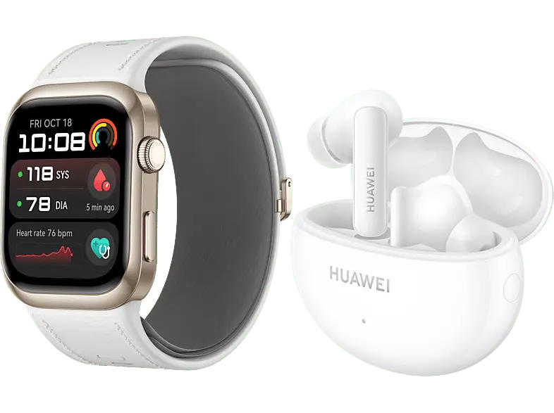 Huawei Watch D2, Gold, inkl Free Buds True Wireless Kopfhörer Freebuds 5i, white; Smart Watch