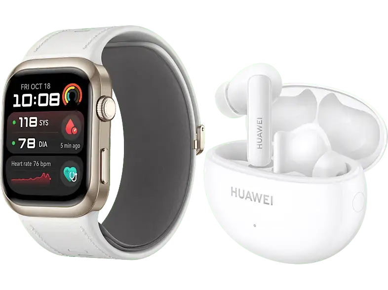 Huawei Watch D2, Gold, inkl Free Buds True Wireless Kopfhörer Freebuds 5i, white; Smart Watch
