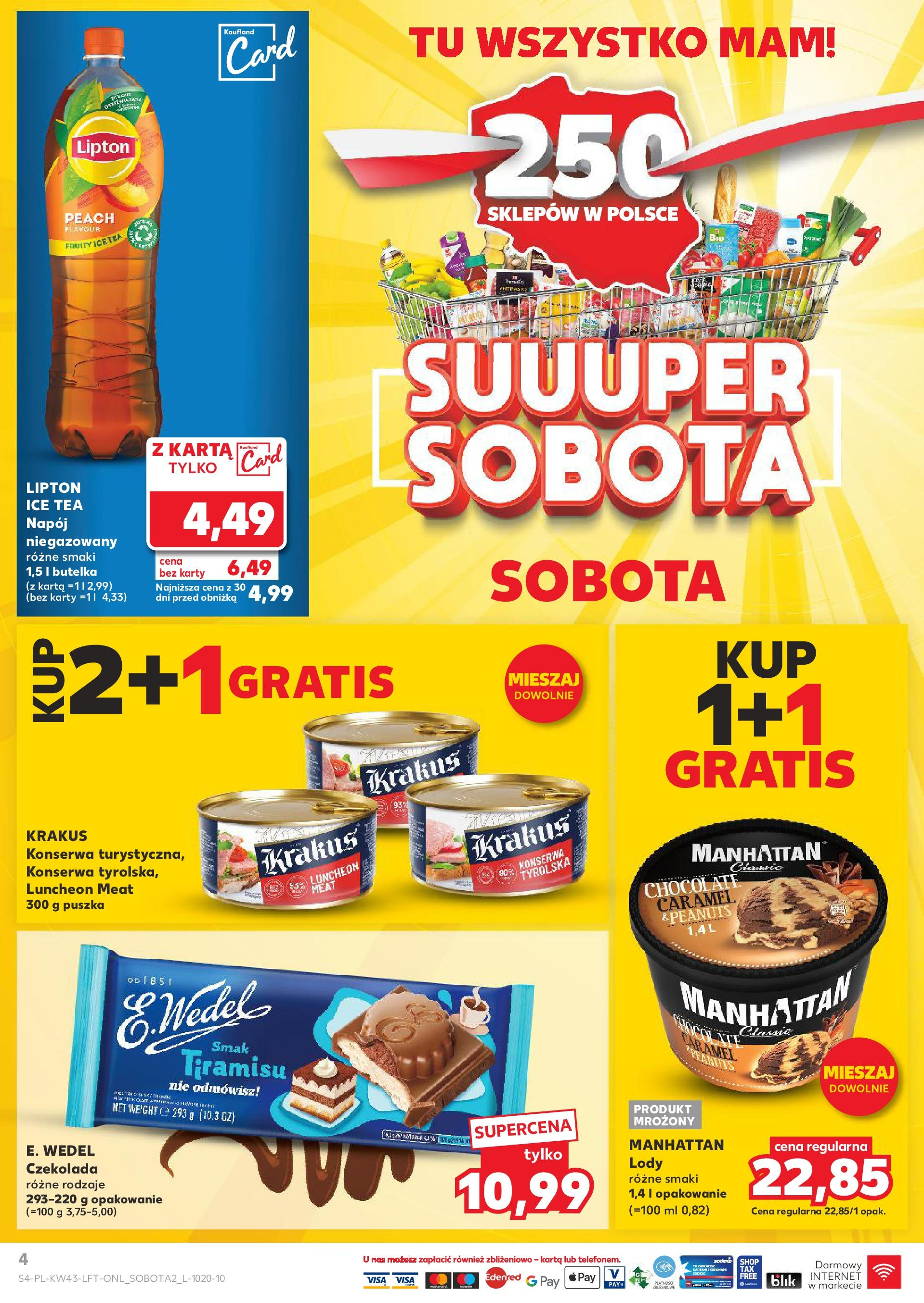 Kaufland gazetka od 24.10.2024 - od jutra PDF | Strona: 4 | Produkty: Karta, Ice Tea, Czekolada, Lody