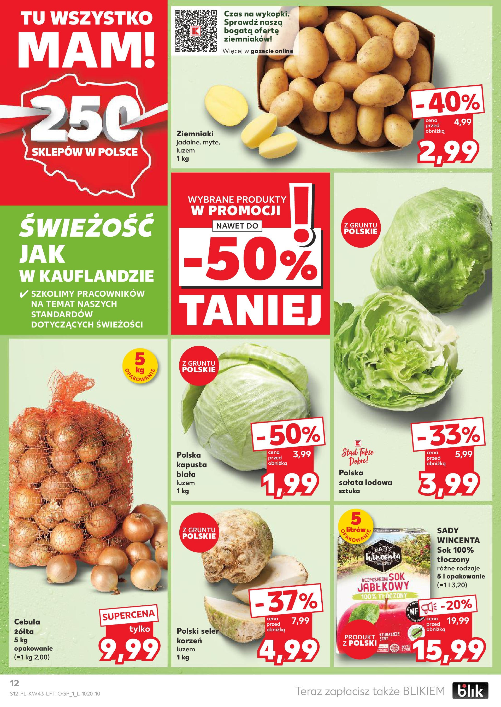 Kaufland gazetka od 24.10.2024 - od jutra PDF | Strona: 12 | Produkty: Kapusta, Sok, Ziemniaki