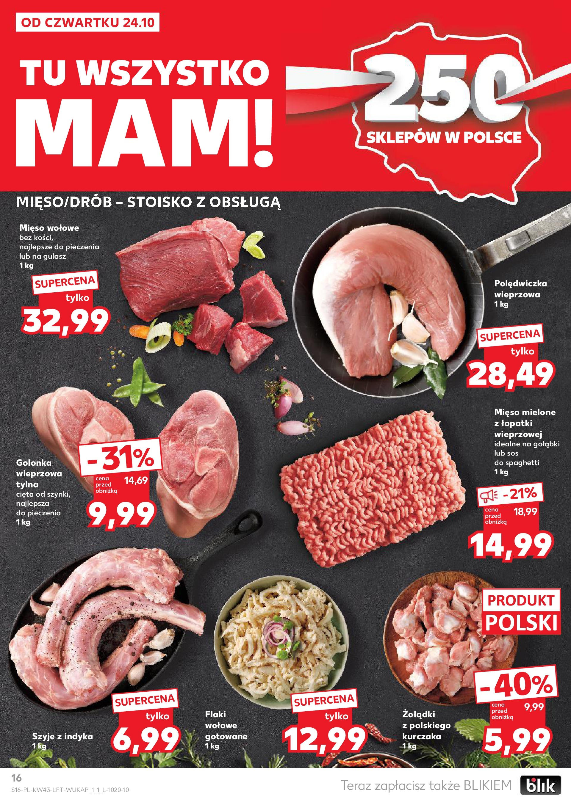 Kaufland gazetka od 24.10.2024 - od jutra PDF | Strona: 16 | Produkty: Mięso, Mięso mielone, Flaki, Sos