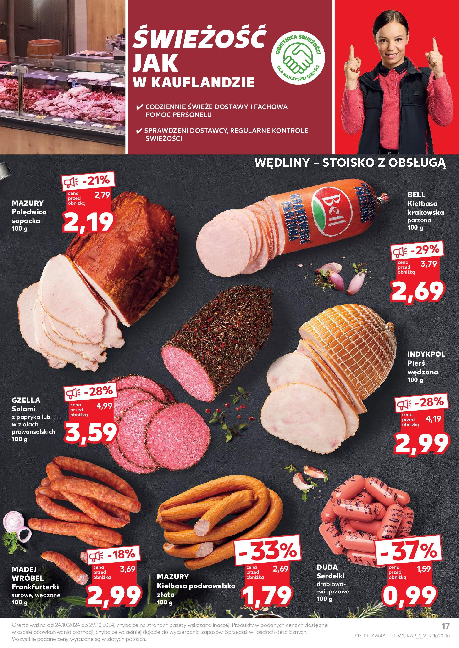 Kaufland gazetka od 24.10.2024 - od jutra PDF | Strona: 17 | Produkty: Kiełbasa, Bell, Ser, Salami