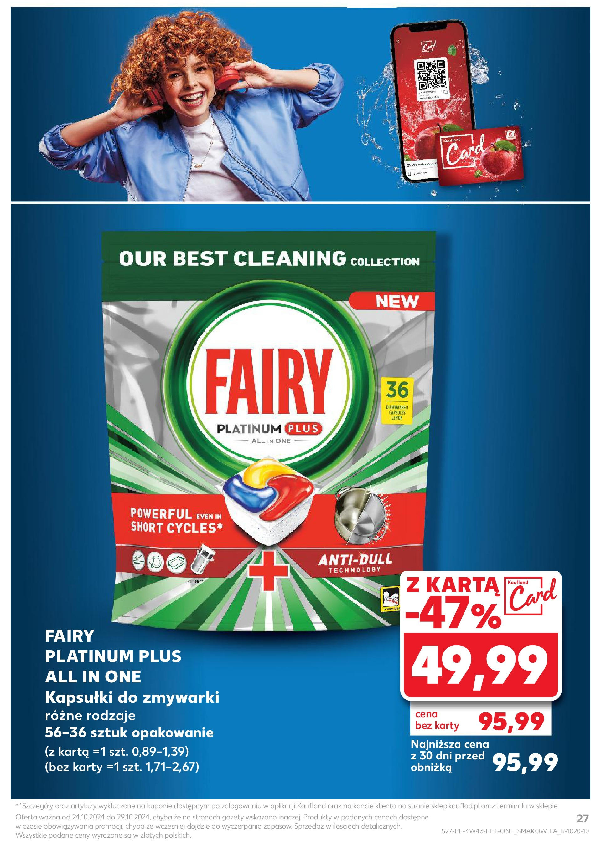 Kaufland gazetka od 24.10.2024 - od jutra PDF | Strona: 27 | Produkty: Karta, Fairy platinum, Fairy, Kapsułki do zmywarki