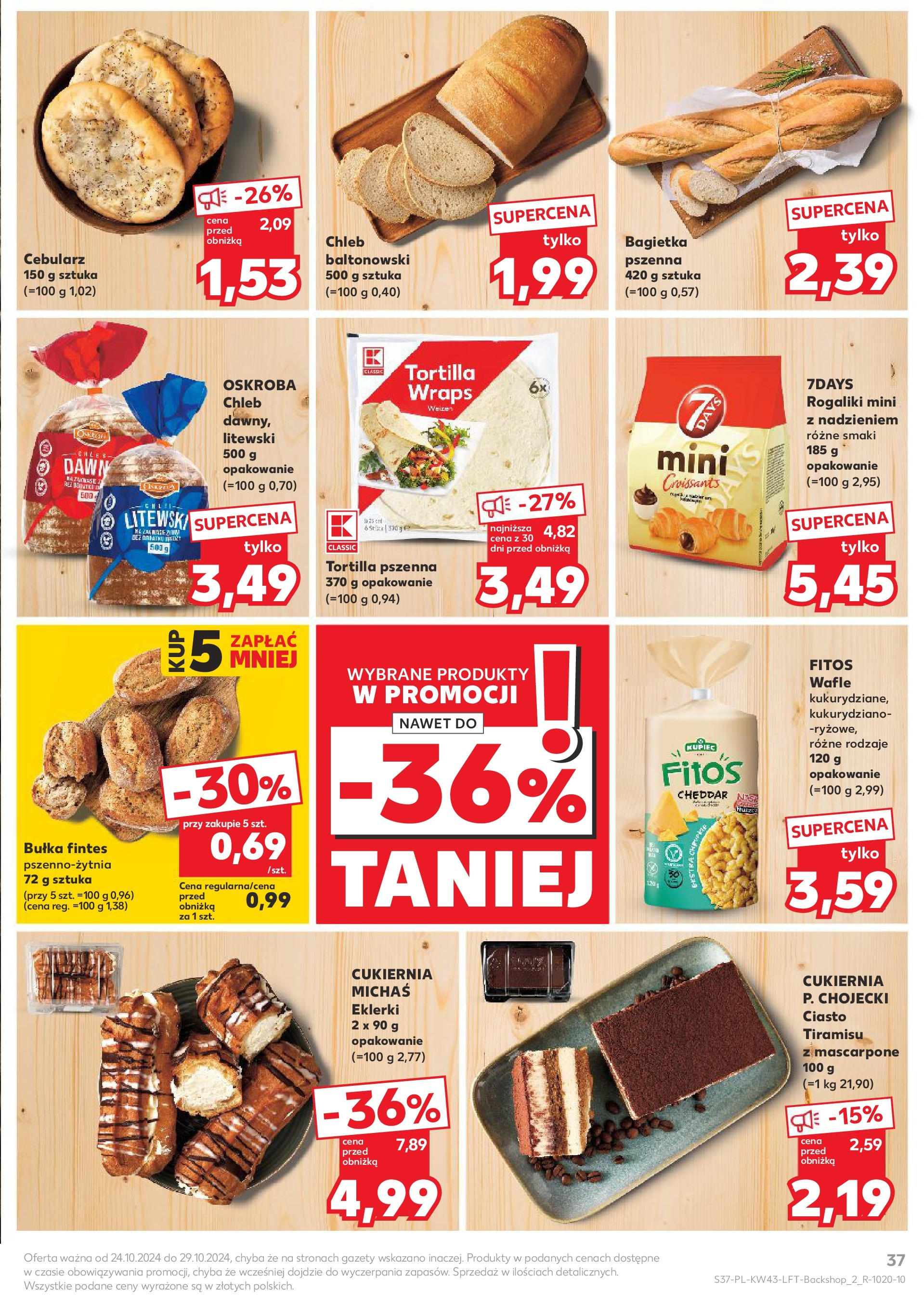 Kaufland gazetka od 24.10.2024 - od jutra PDF | Strona: 37 | Produkty: Wafle, Tiramisu, Bułka, Mascarpone