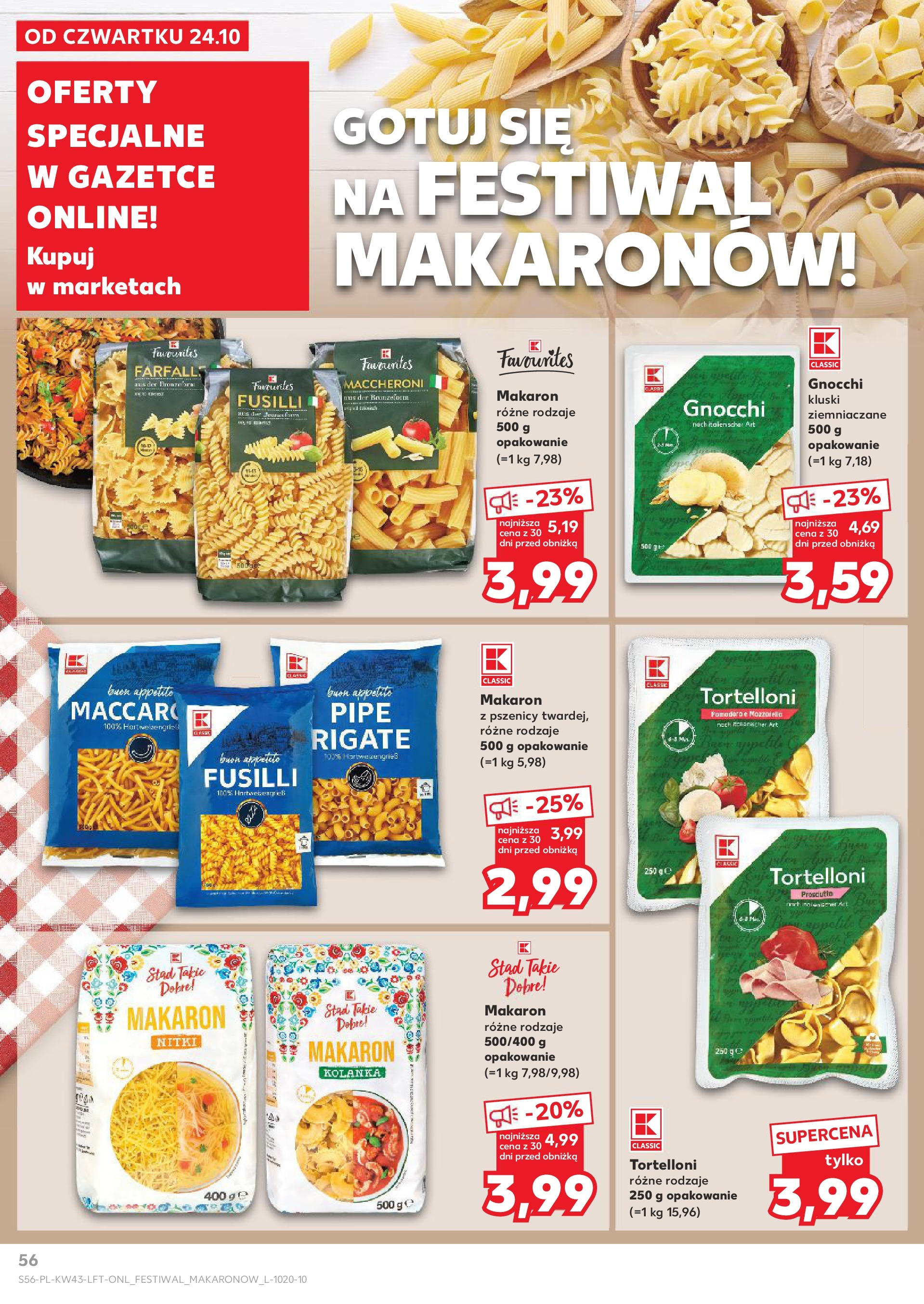 Kaufland gazetka od 24.10.2024 - od jutra PDF | Strona: 56 | Produkty: Prosciutto, Gnocchi, Makaron