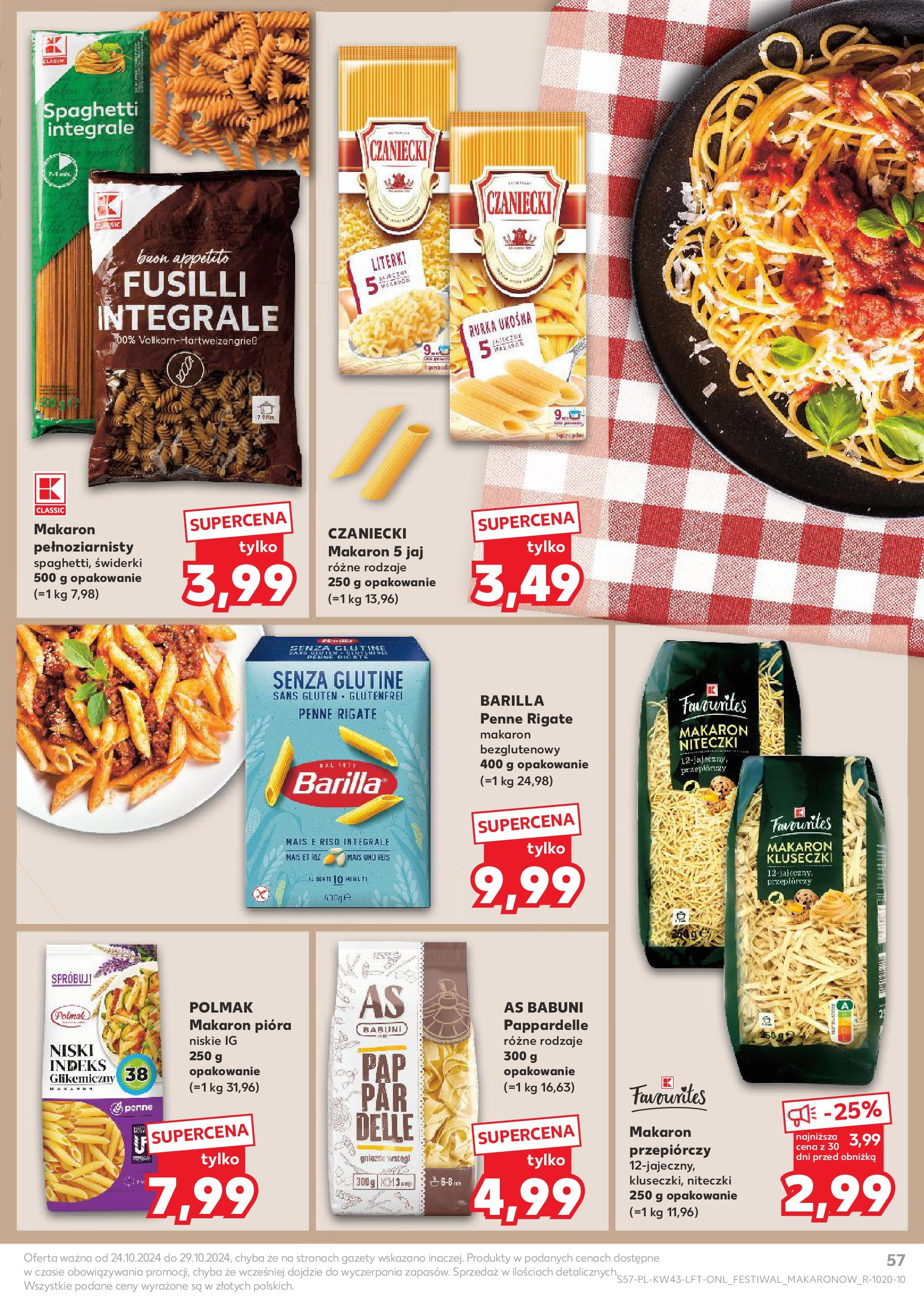 Kaufland gazetka od 24.10.2024 - od jutra PDF | Strona: 57 | Produkty: Penne, Makaron