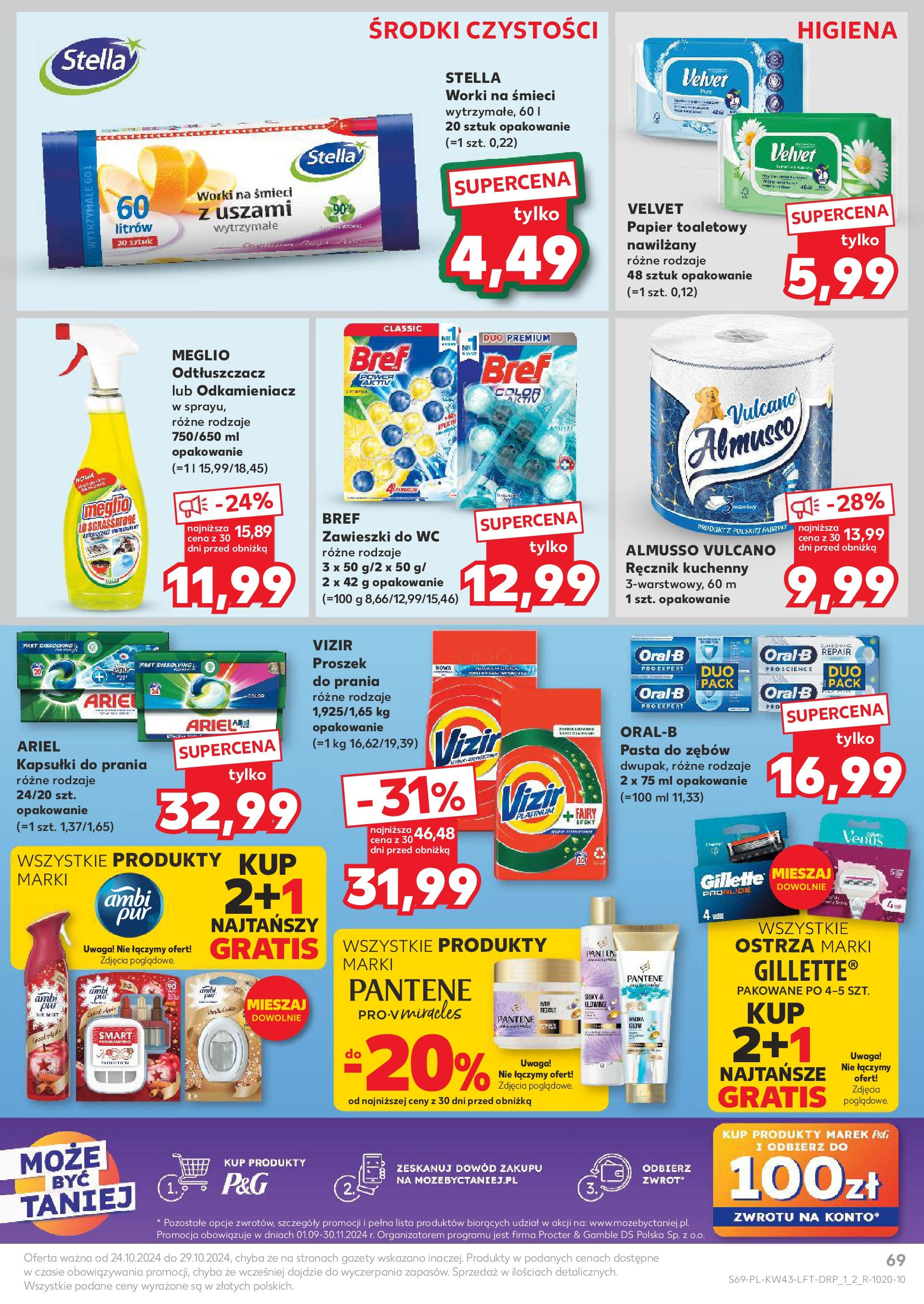 Kaufland gazetka od 24.10.2024 - od jutra PDF | Strona: 69 | Produkty: Papier toaletowy, Ariel, Fairy, Pasta do zębów