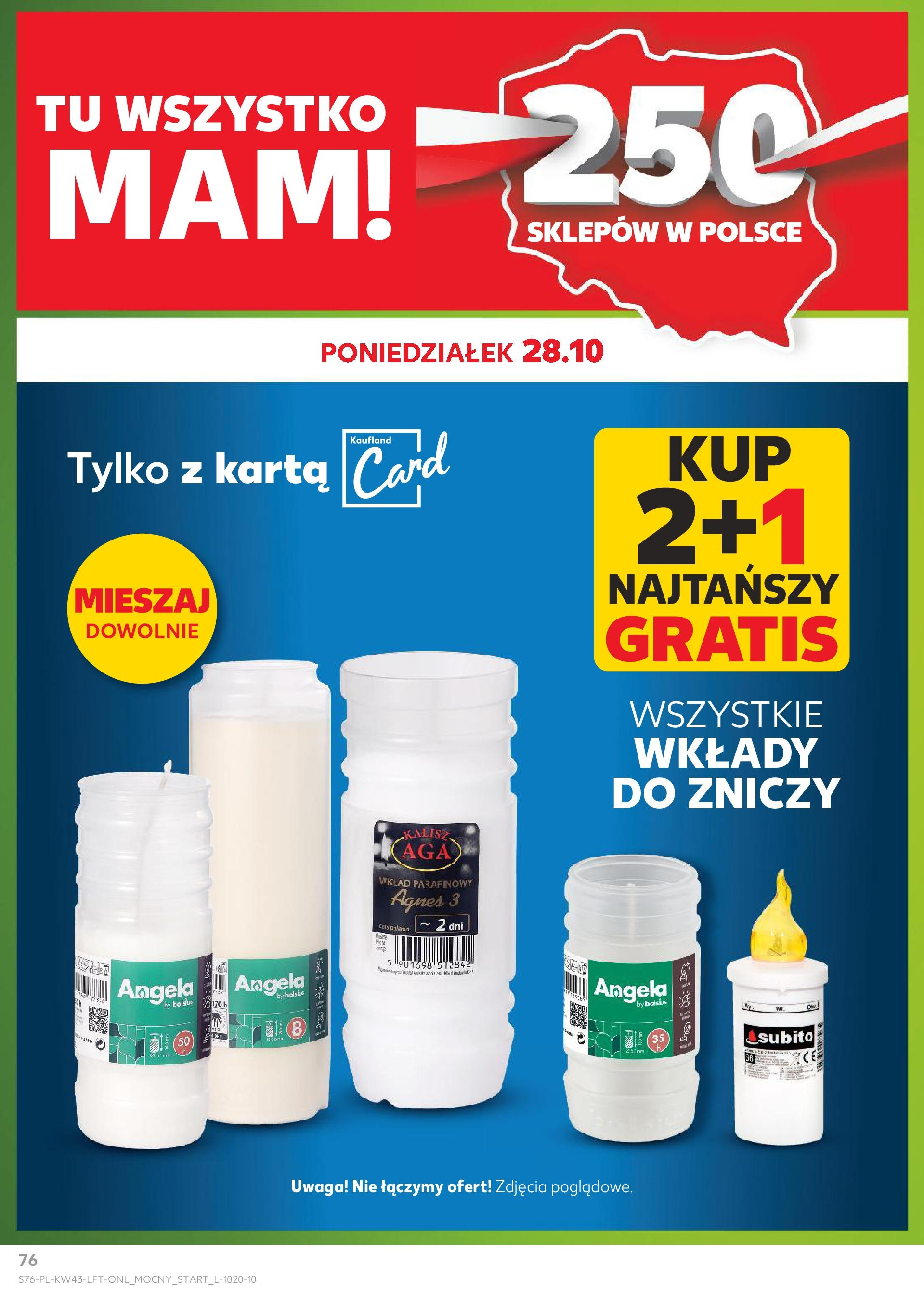 Kaufland gazetka od 24.10.2024 - od jutra PDF | Strona: 76 | Produkty: Karta, Wkłady do zniczy