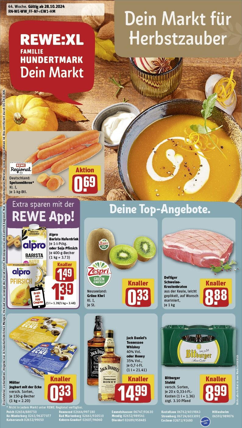 REWE Prospekt ab 28.10.2024 nächste Woche - Rennerod, Konnwiese 1