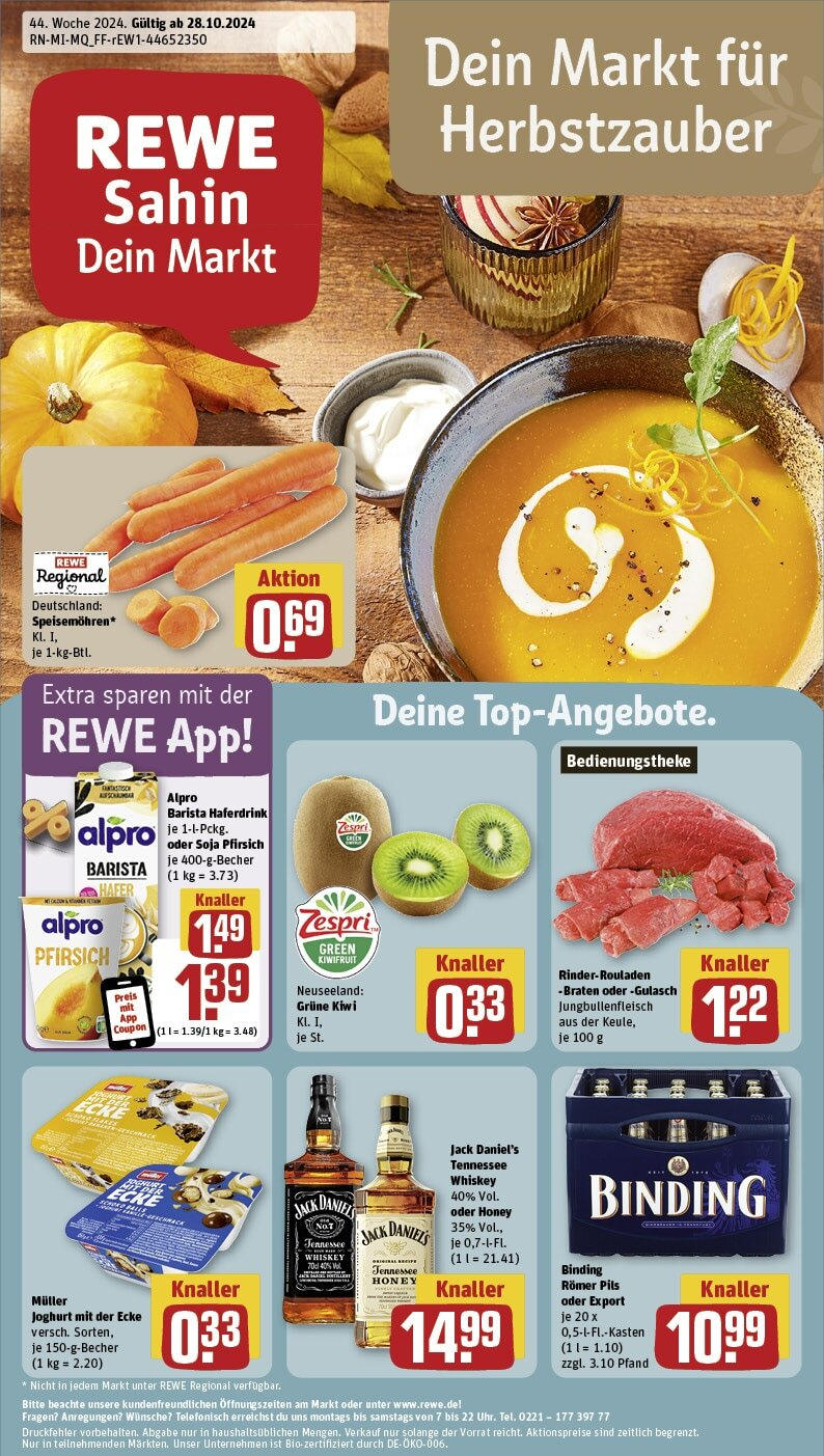 REWE Prospekt ab 28.10.2024 nächste Woche - Frankfurt / Sachsenhausen, Stresemannallee 7