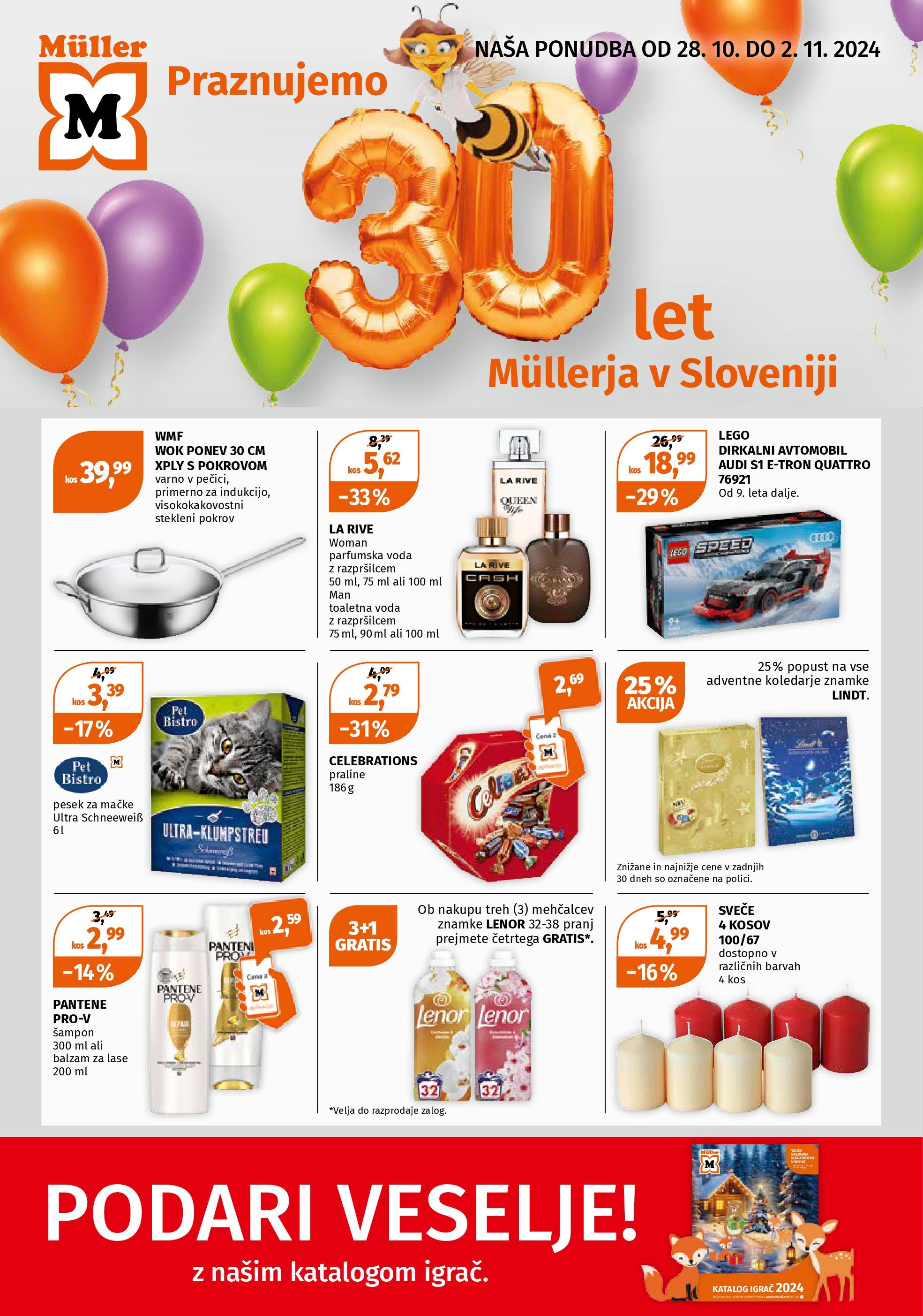 Müller katalog veljaven od 28.10.2024 | Stran: 1 | Izdelki: Kos, Balzam za lase, Svece, Voda