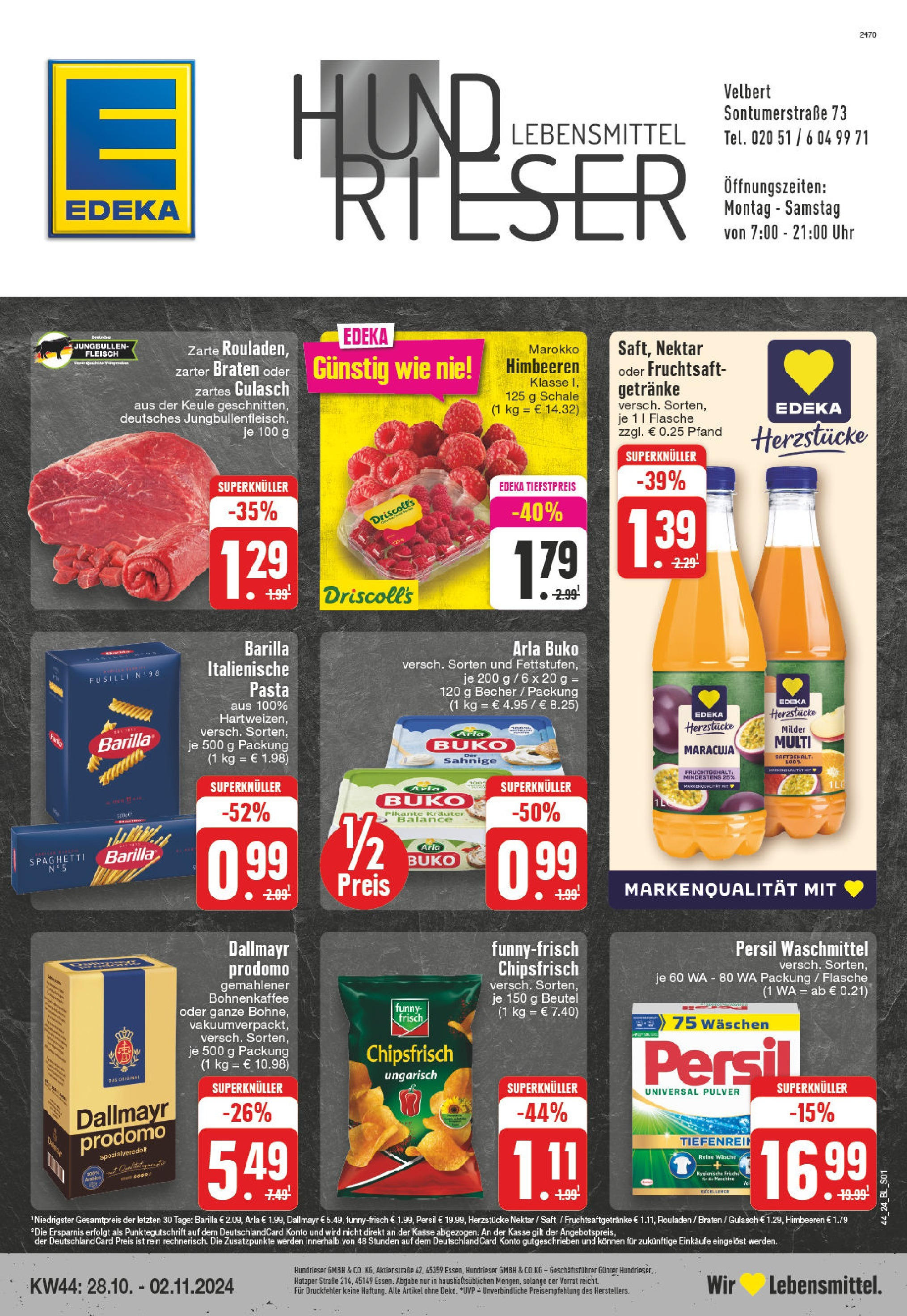 EDEKA Prospekt ab 28.10.2024 - Velbert, Sontumer Straße 73 Online