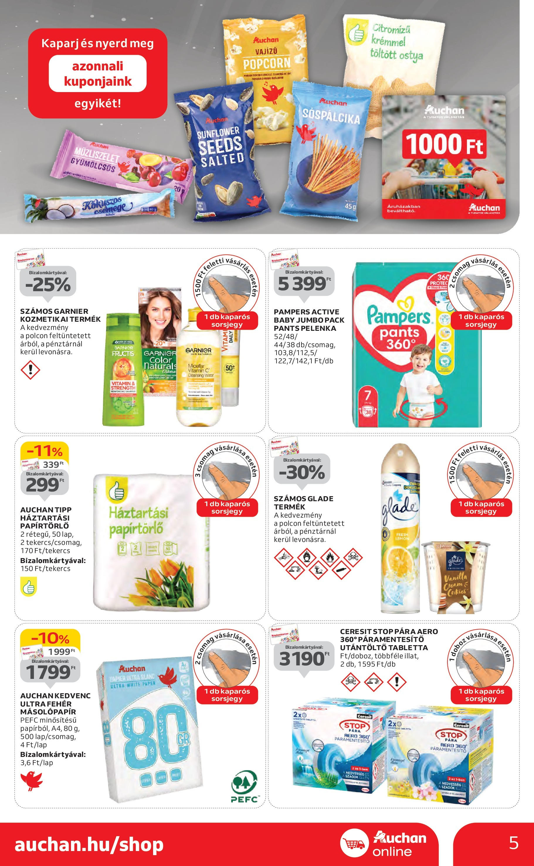 Auchan Akciós újság - 2024.10.24. -tól/töl > akció, lapozható szórólap 🛍️ | Oldal: 5 | Termékek: Pampers, Popcorn, Vitamin c, Müzliszelet