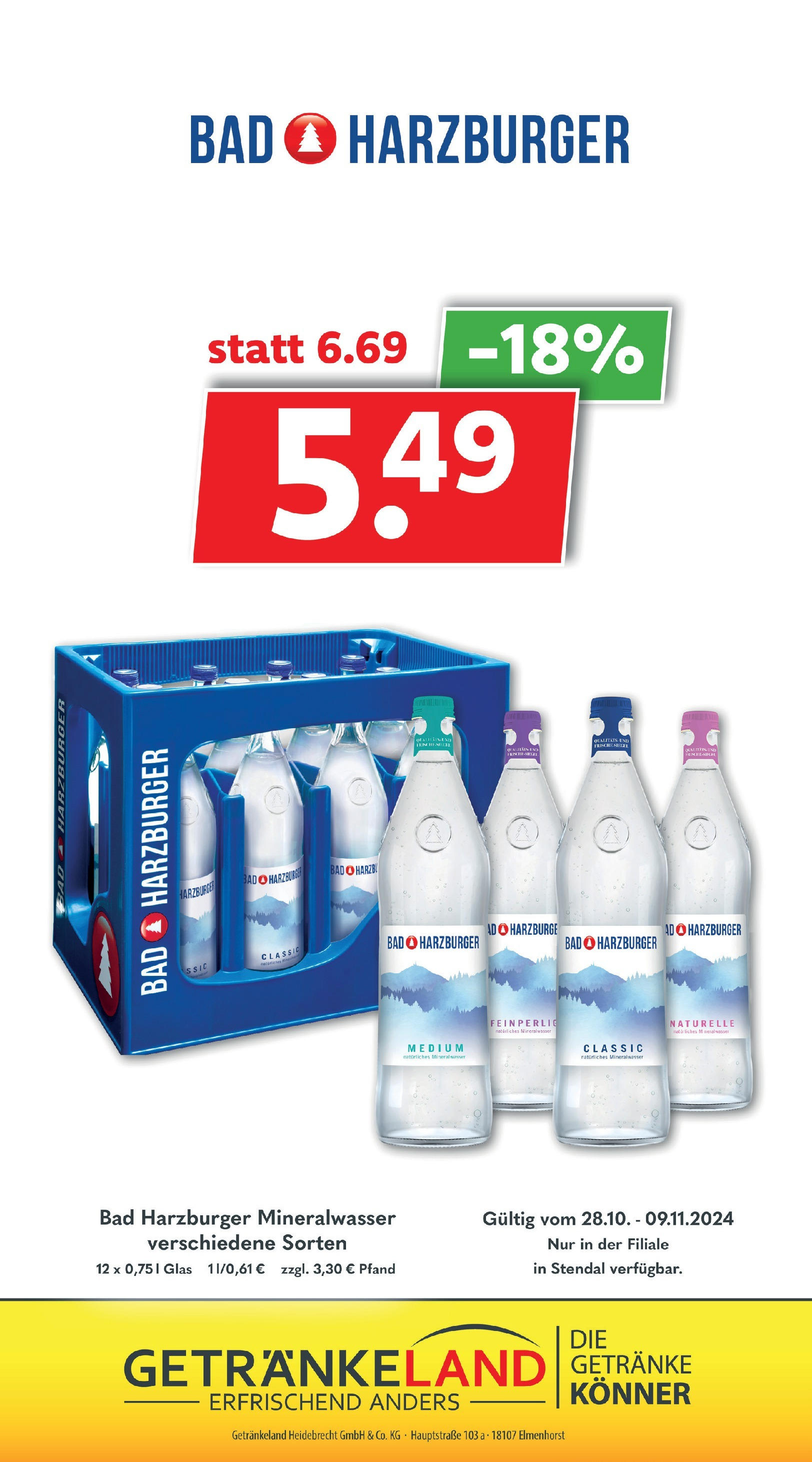 Getränkeland - Getränkeangebote Rostock, Alt Bartelsdorfer Straße 1 (ab 28.10.2024) zum Blättern | Seite: 9 | Produkte: Bad, Mineralwasser