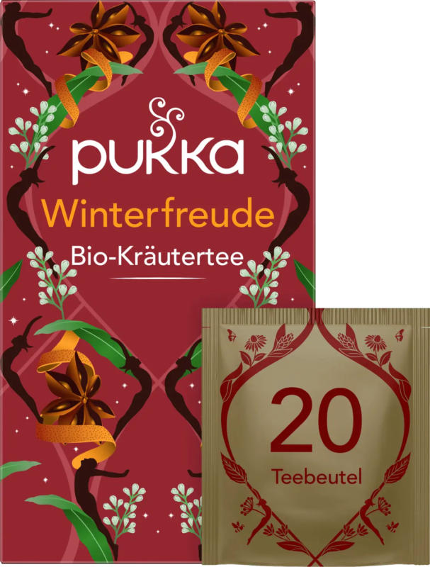 pukka Kräuter-Tee "Winterfreude" mit Ingwer, Rooibos, Orange und Sternanis (20 Beutel)