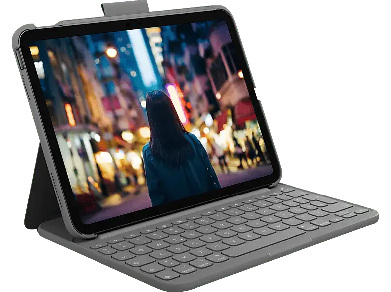 LOGITECH Slim Folio, iPad (10. Generation), DEU (Qwertz), Grau; Tablet Tastatur