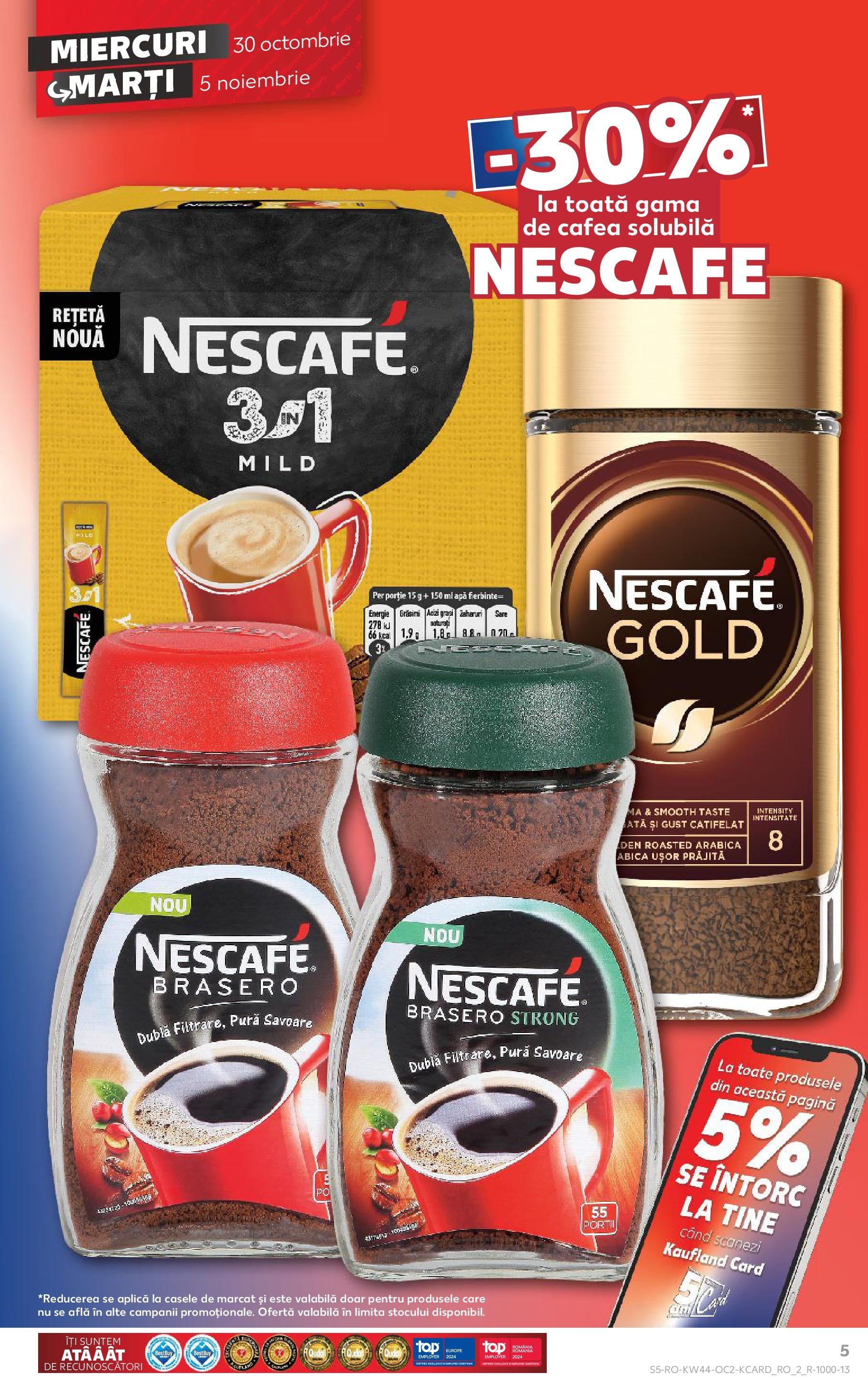 Catalog Kaufland - Bucureşti 30.10.2024 - Revista si Oferta | Pagină: 5 | Produse: Cafea, Apă, Sare