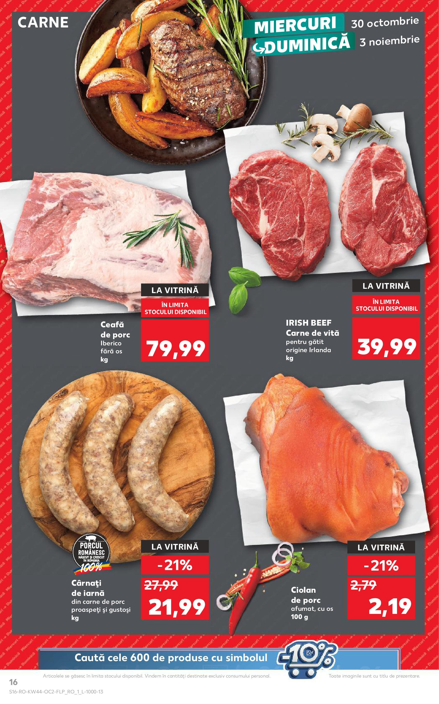 Catalog Kaufland - Bucureşti 30.10.2024 - Revista si Oferta | Pagină: 16 | Produse: Vitrină, Carne De Porc, Carne De Vită, Cârnați