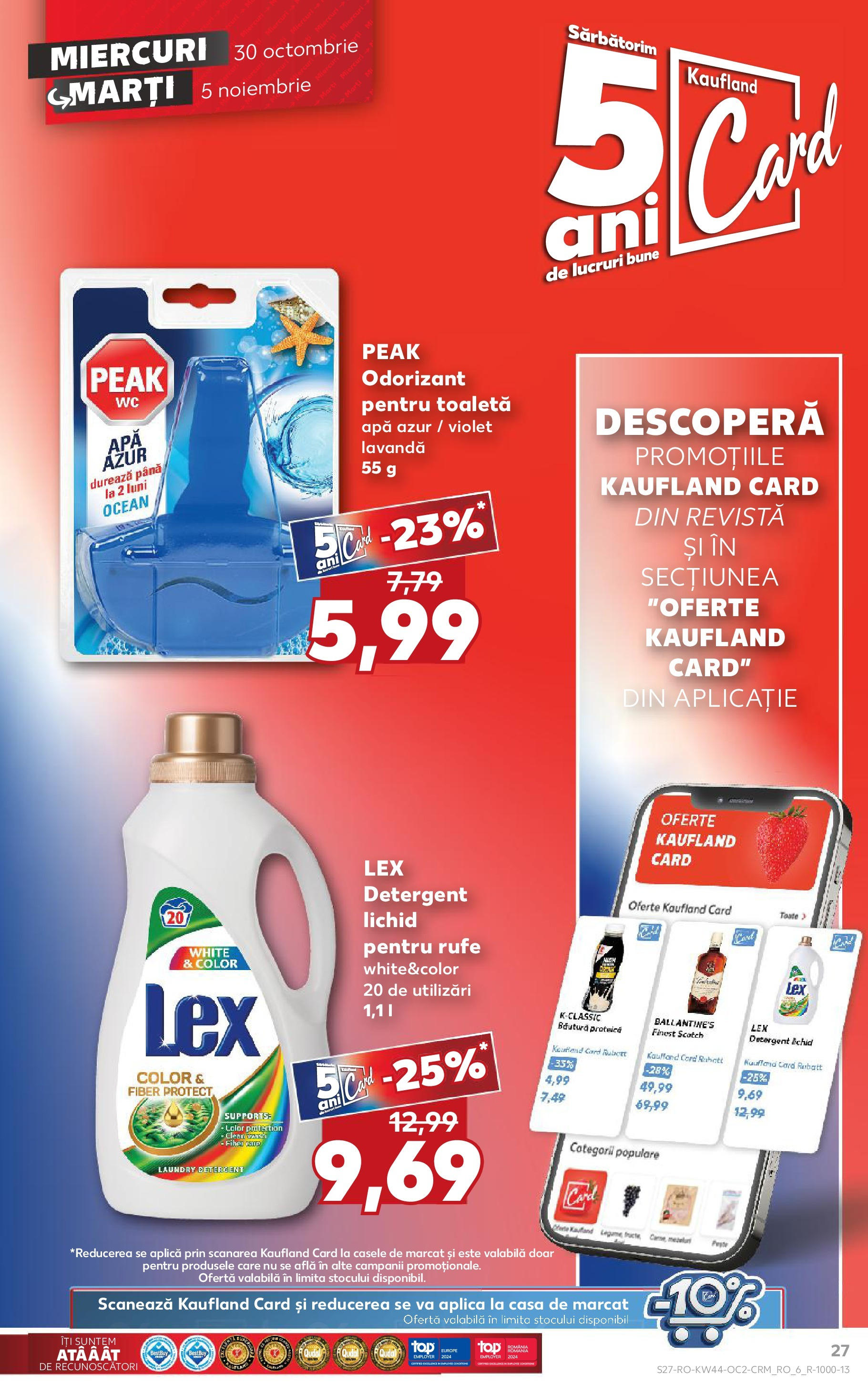 Catalog Kaufland - Bucureşti 30.10.2024 - Revista si Oferta | Pagină: 27 | Produse: Toaletă, Detergent, Apă, Legume