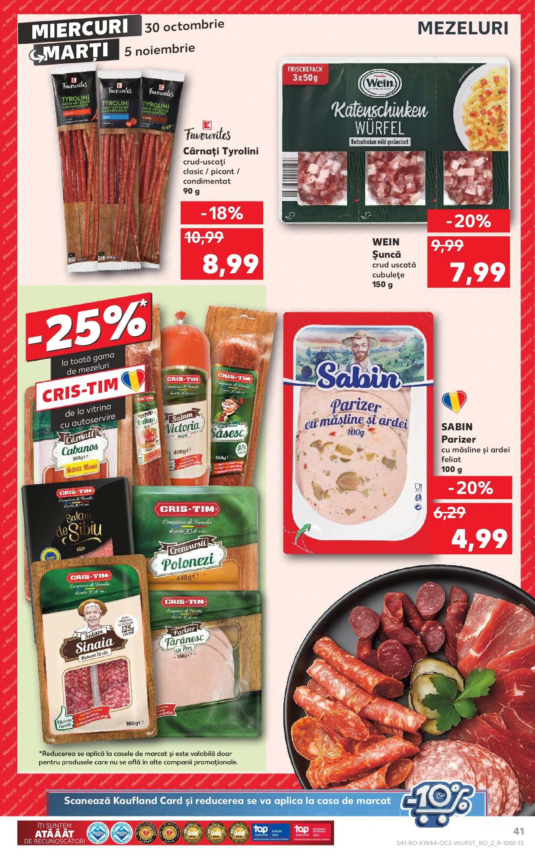 Catalog Kaufland - Bucureşti 30.10.2024 - Revista si Oferta | Pagină: 41 | Produse: Vitrină, Măsline, Salam, Parizer