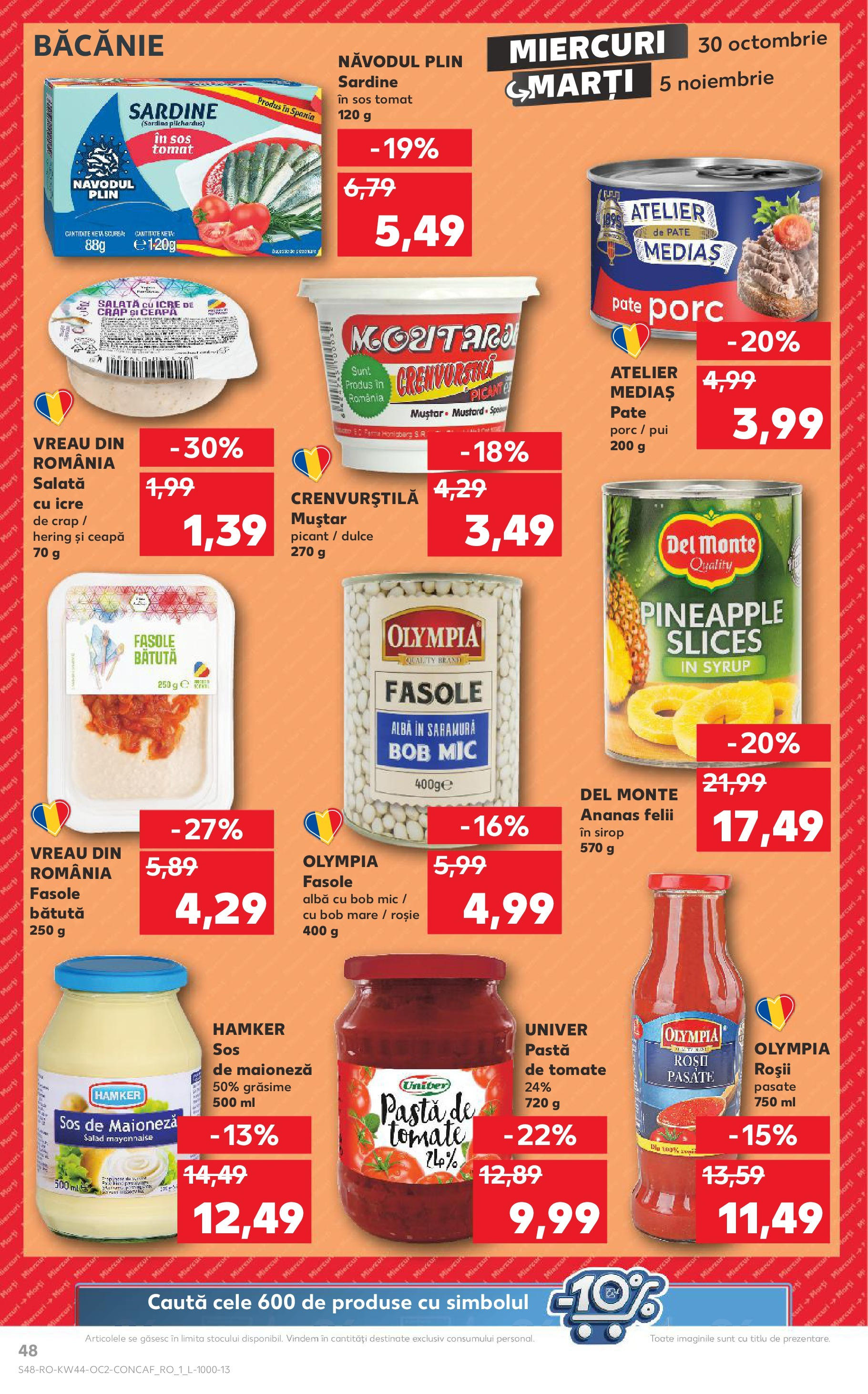 Catalog Kaufland - Bucureşti 30.10.2024 - Revista si Oferta | Pagină: 48 | Produse: Pate, Sirop, Ceapă, Sos