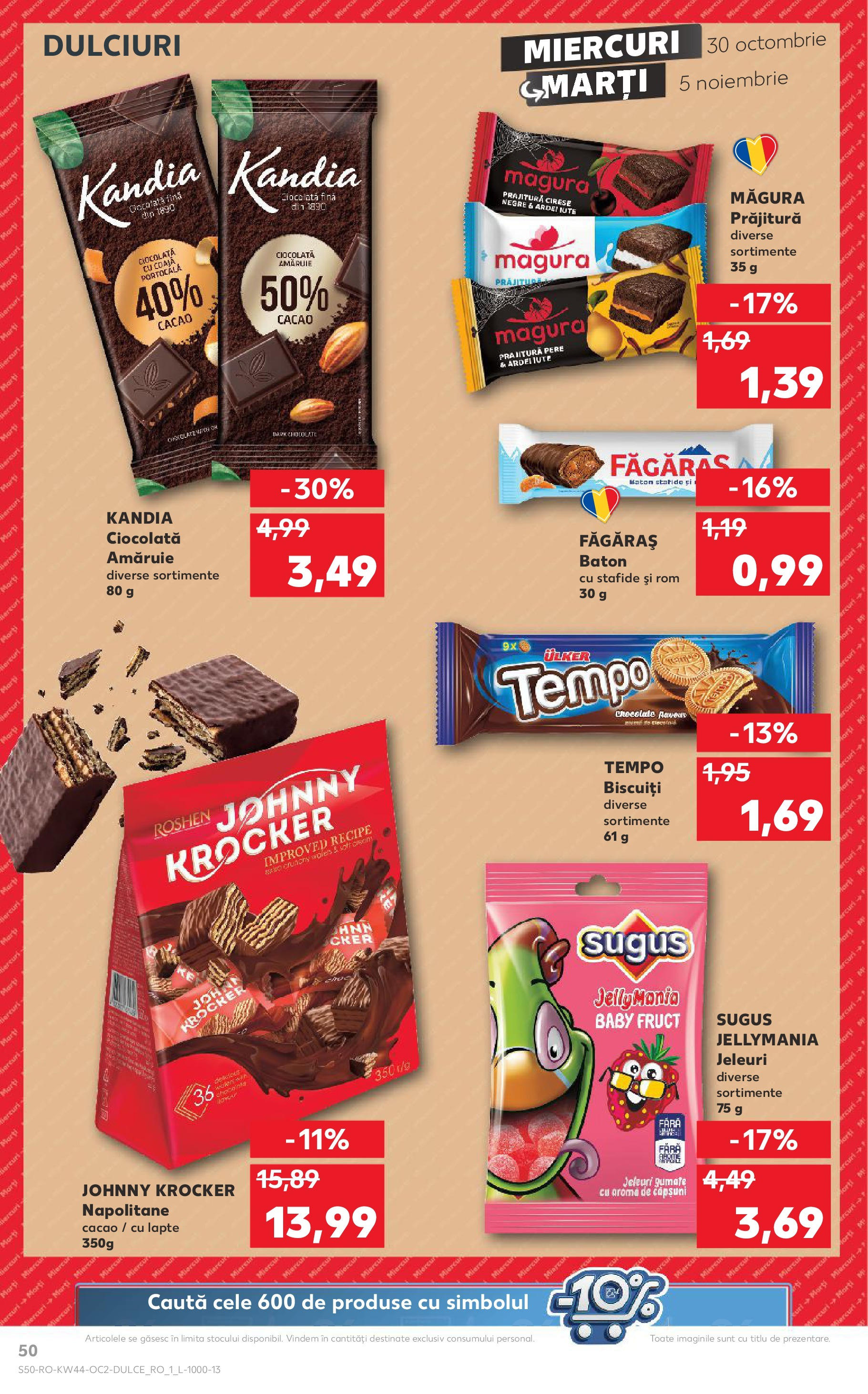 Catalog Kaufland - Bucureşti 30.10.2024 - Revista si Oferta | Pagină: 50 | Produse: Napolitane, Ciocolată, Căpșuni, Biscuiți