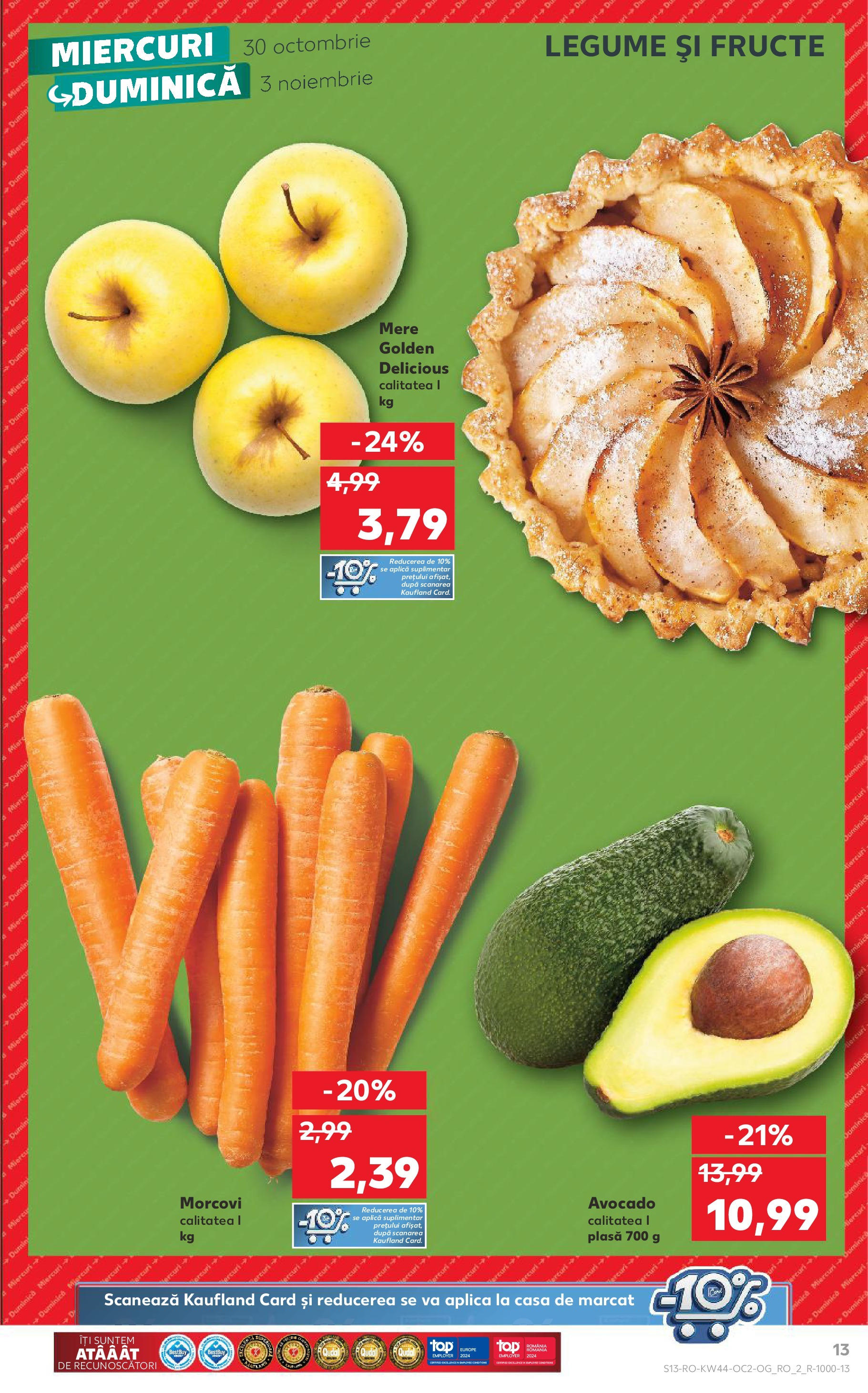 Catalog Kaufland - Bucureşti 30.10.2024 - Revista si Oferta | Pagină: 13 | Produse: Mere, Morcovi, Avocado, Legume