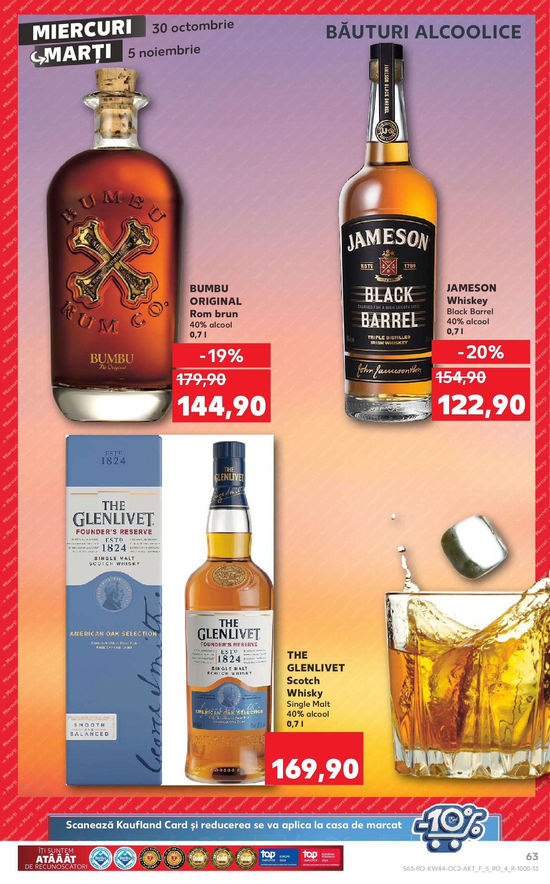 Catalog Kaufland - Bucureşti 30.10.2024 - Revista si Oferta | Pagină: 63 | Produse: Rom, Whiskey