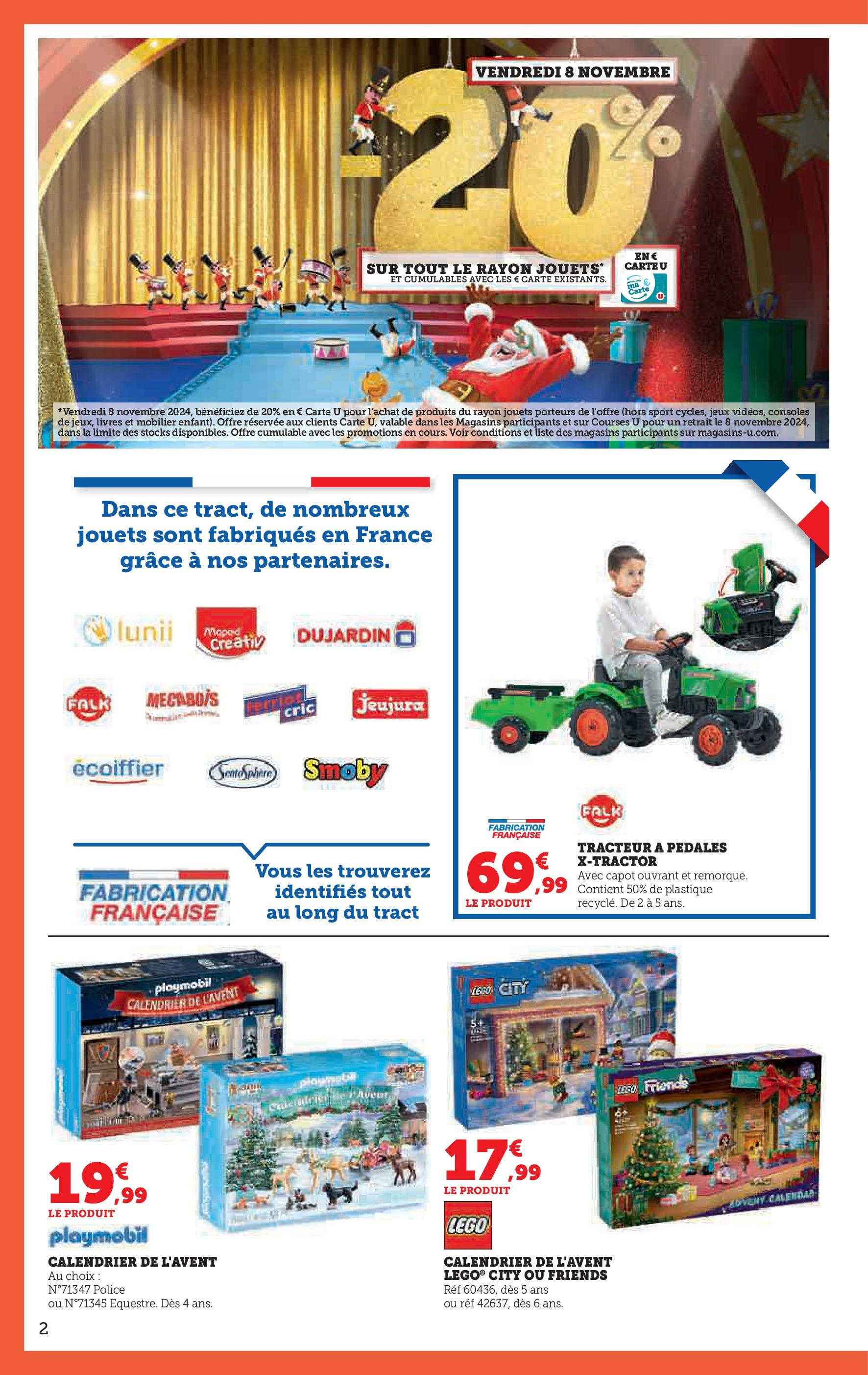 Super U Jouets - Rennes à partir du 22/10/2024 - promo en ligne | Page: 2 | Produits: Légo, Calendrier, Jouets, Calendrier de l'avent